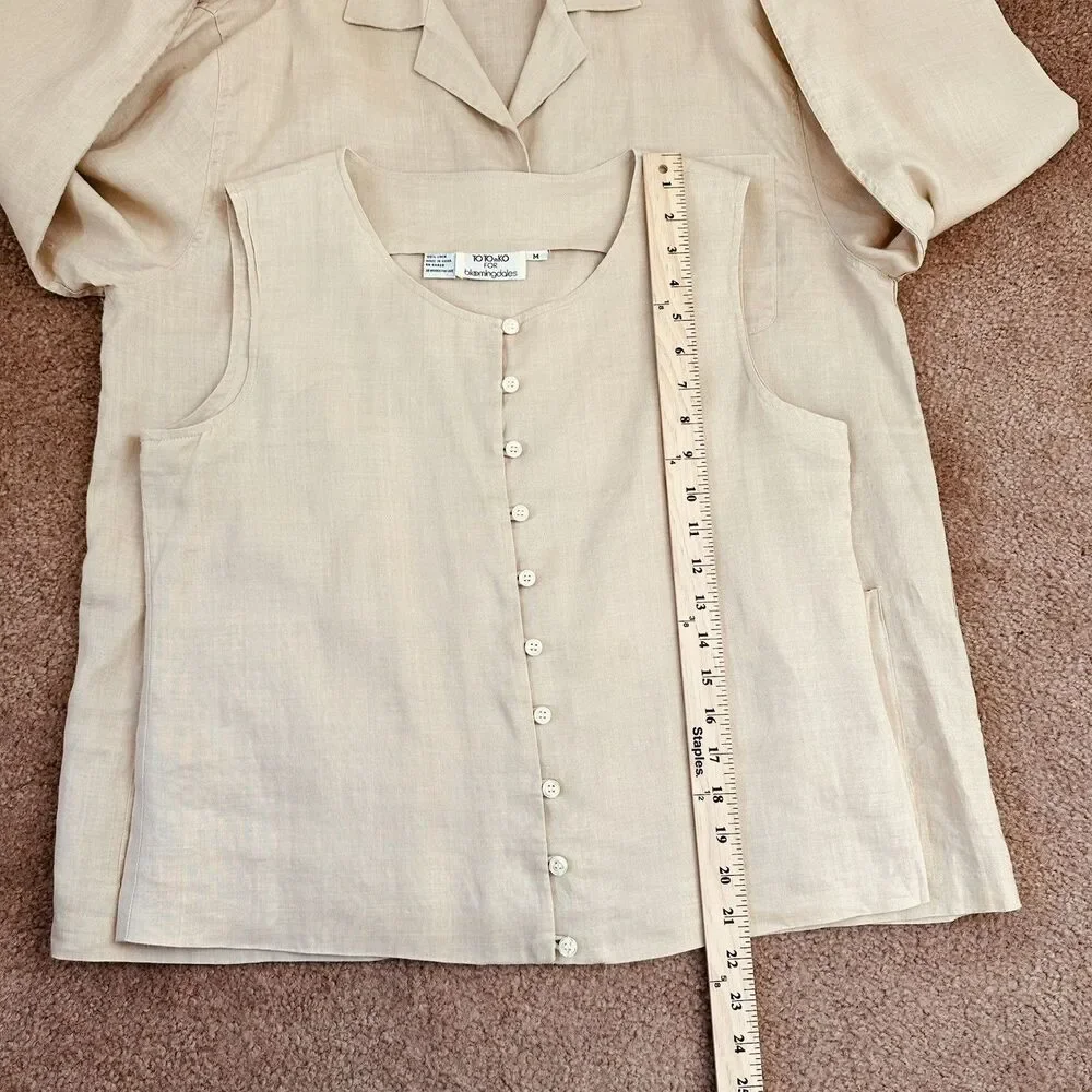 TOTO n KO for Bloomingdale’s Linen 2Pc Set Jacket & Top S/M Neutral Minimalist - Picture 16 of 16